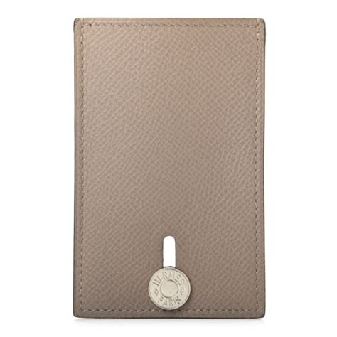 HERMES Epsom Diabolo Card Holder Case Gris 